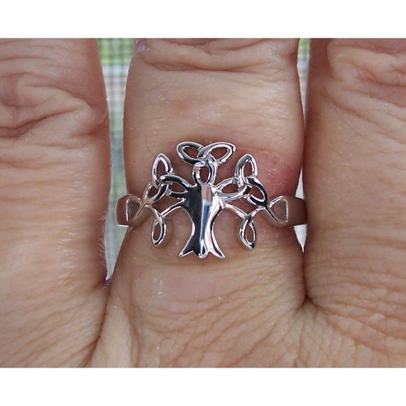 925 STERLING SILVER Celtic Endless Knot Tree Of Life Ring - Picture 3 of 14